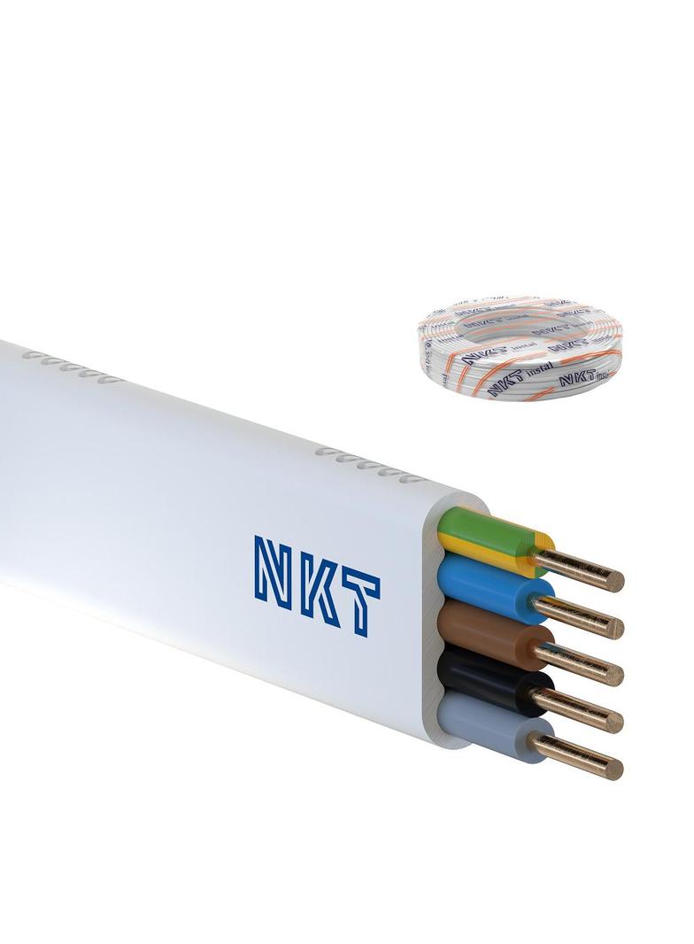 Przewód instalacyjny YDYp żo 5x4mm2 biały 450/750V płaski NKT