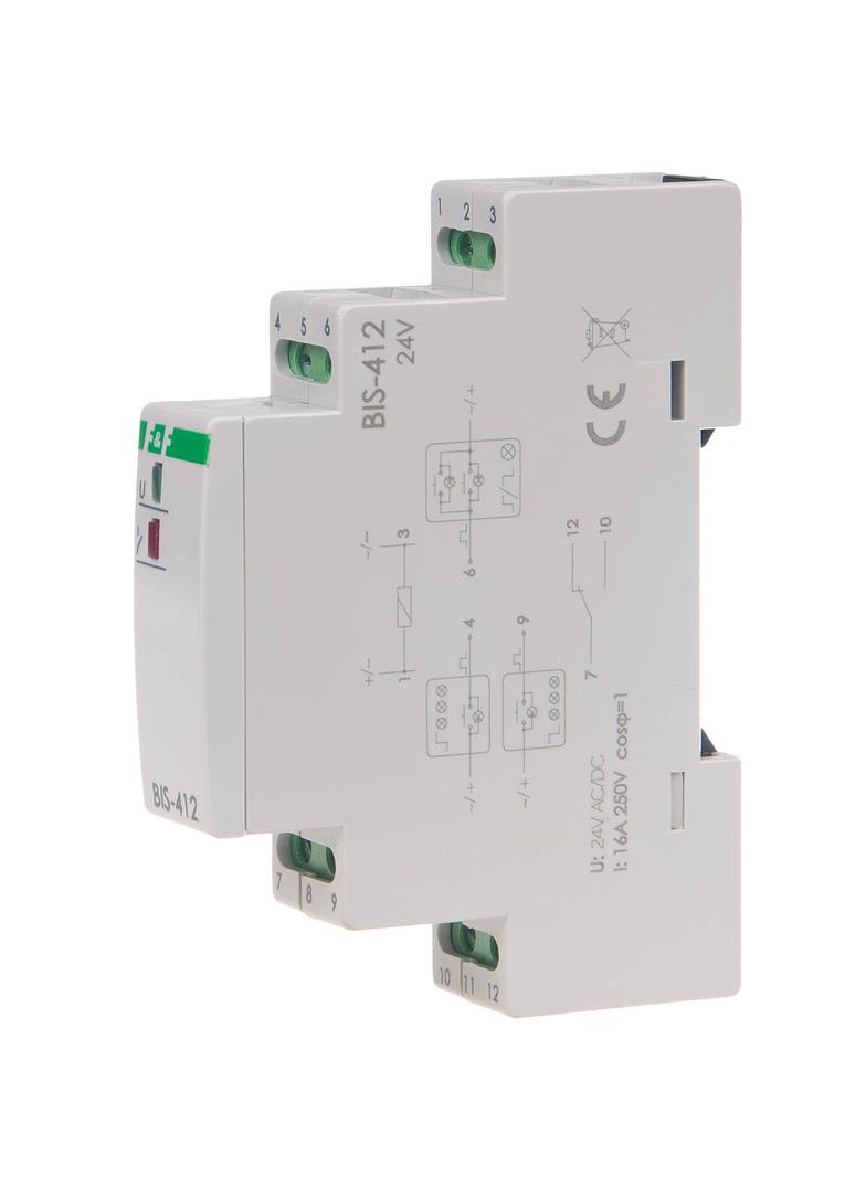 Przekaźnik bistabilny grupowy 9-30 V AC/DC BIS-412-24V F&F