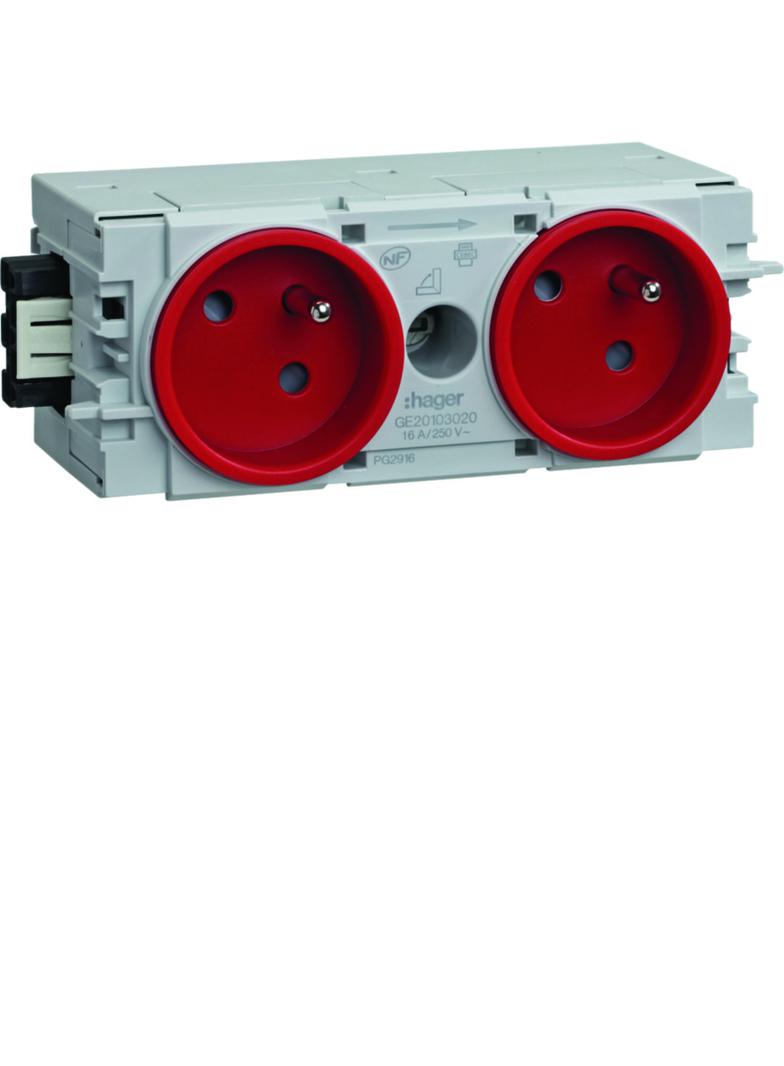 tehalit.WA Gniazdo kanałowe 2-krotne 2P+Z WAGO C-profil czerwony GE20103020 HAGER