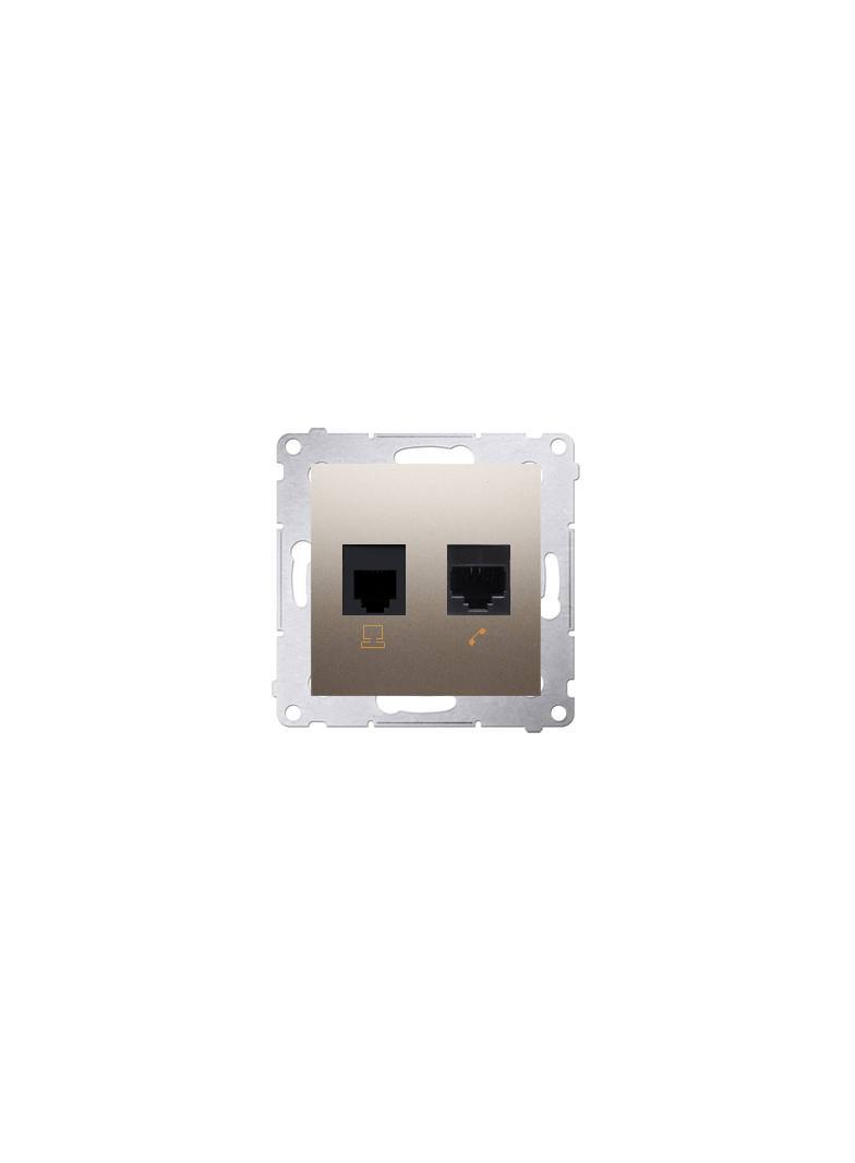 Simon 54 Gniazdo komputerowe RJ45 kategoria 5e + telefoniczne RJ12 złoty mat D5T.01/44 KONTAKT