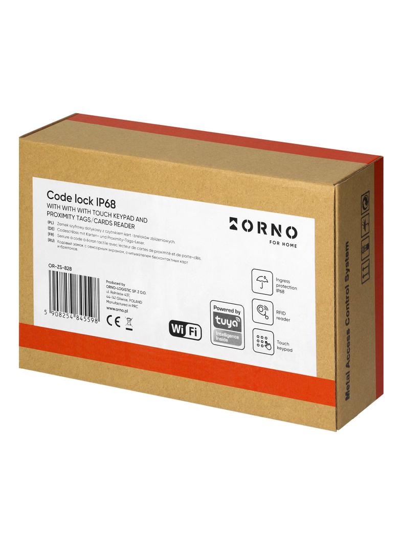 Zamek szyfrowy dotykowy z czytnikiem kart i breloków zbliżeniowych, Wi-Fi, IP68, 1 przekaźnik 3A, Po