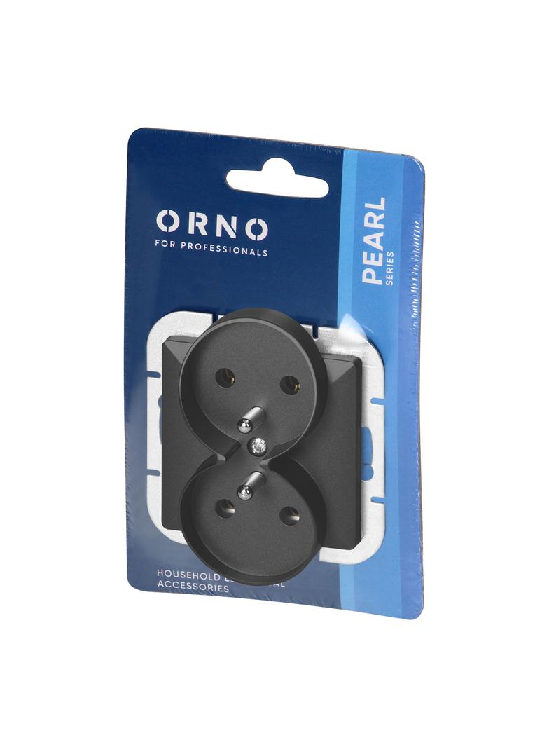 Gniazdo podwójne podtynkowe 2x2P+Z Pearl, 16A, 250V, PT-6 PR, czarny OR-OE-7706/B ORNO