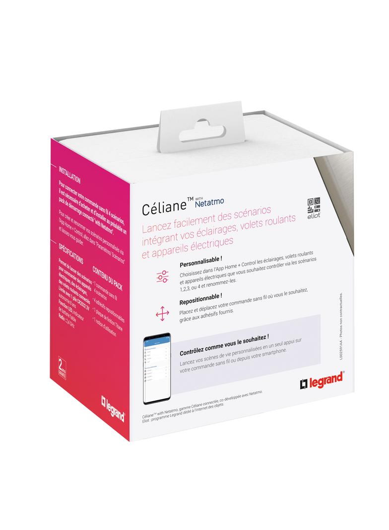 Netatmo - Celiane- łącznik bezprzewodowy 4 scenariusze - tytanowy, Legrand