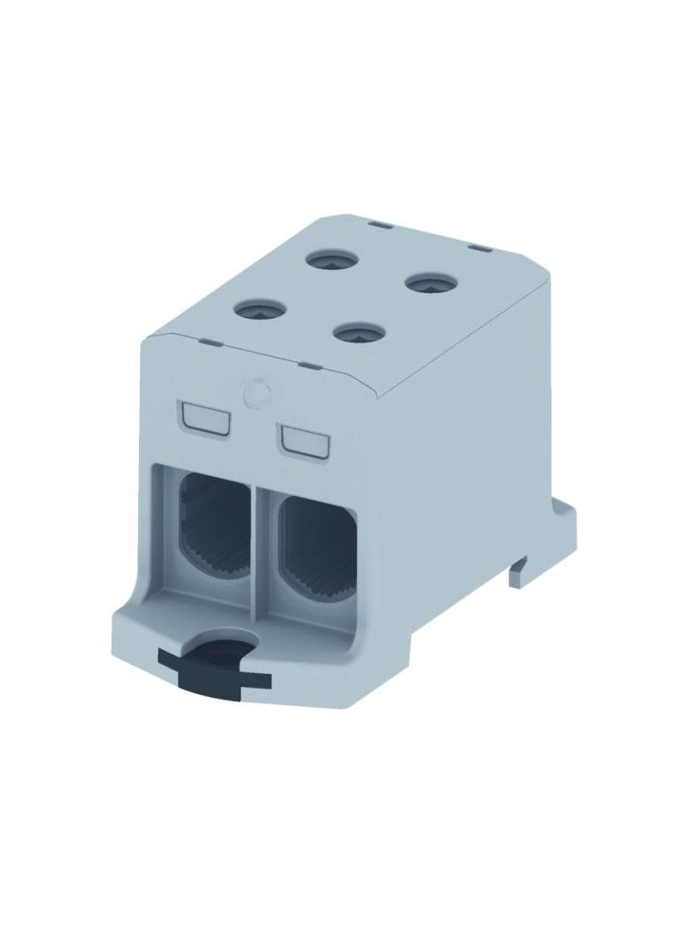 VC05-0031 ,  Złączka szynowa gwintowa rozgałęźna AL, CU, 25-150mm2, TS 35, 1 tor, 4 otw. zaciskowe,