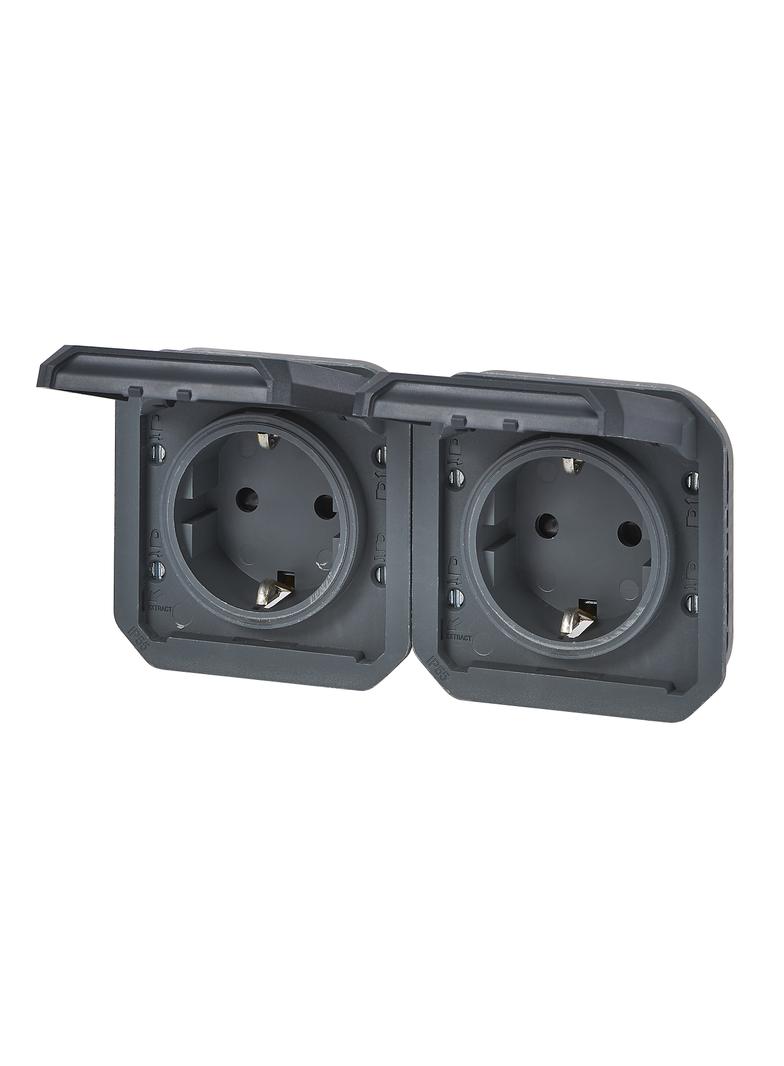 NOWE PLEXO - GNIAZDO SCHUKO 2X2P+Z POZIOME MECHANIZM 16A-250V ANTRACYT 069879L LEGRAND