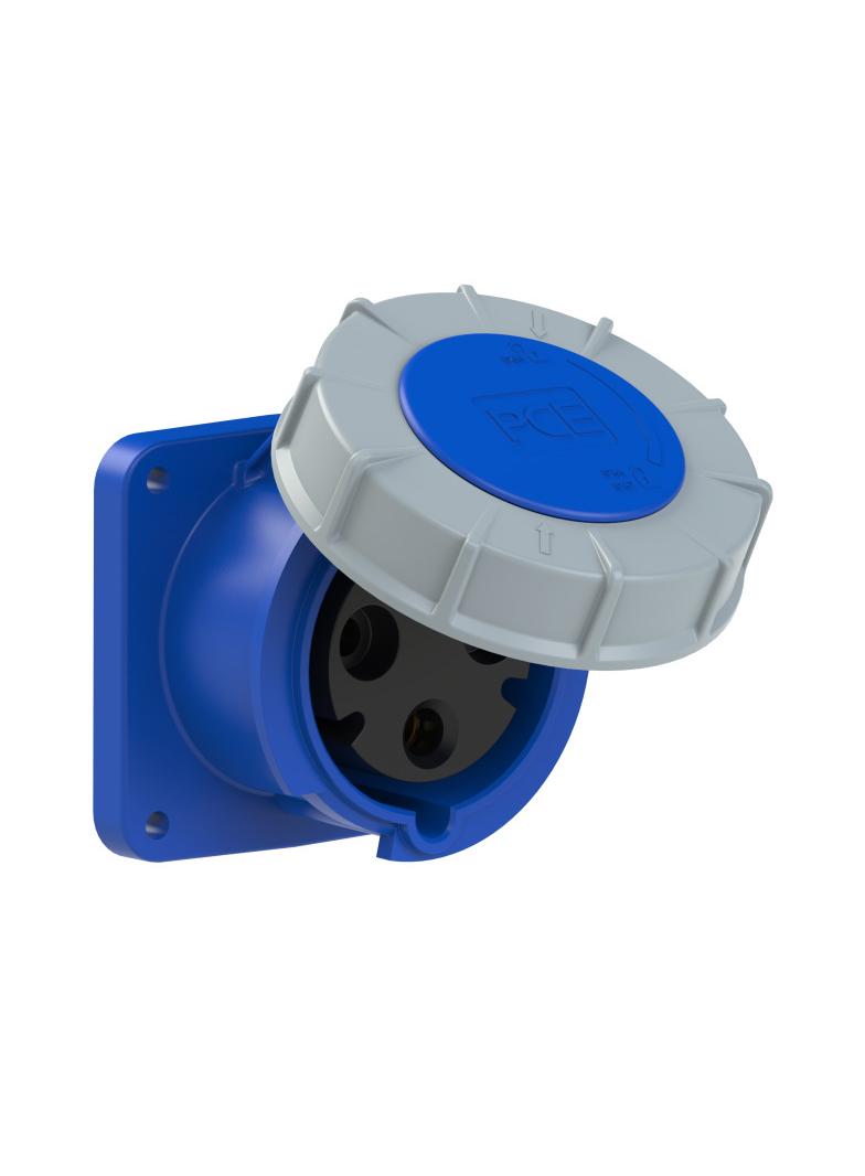 GNIAZDO TABLICOWE PROSTE POWER TWIST IP67 63A 230V 2P+Z 100x100mm 333-6 PCE