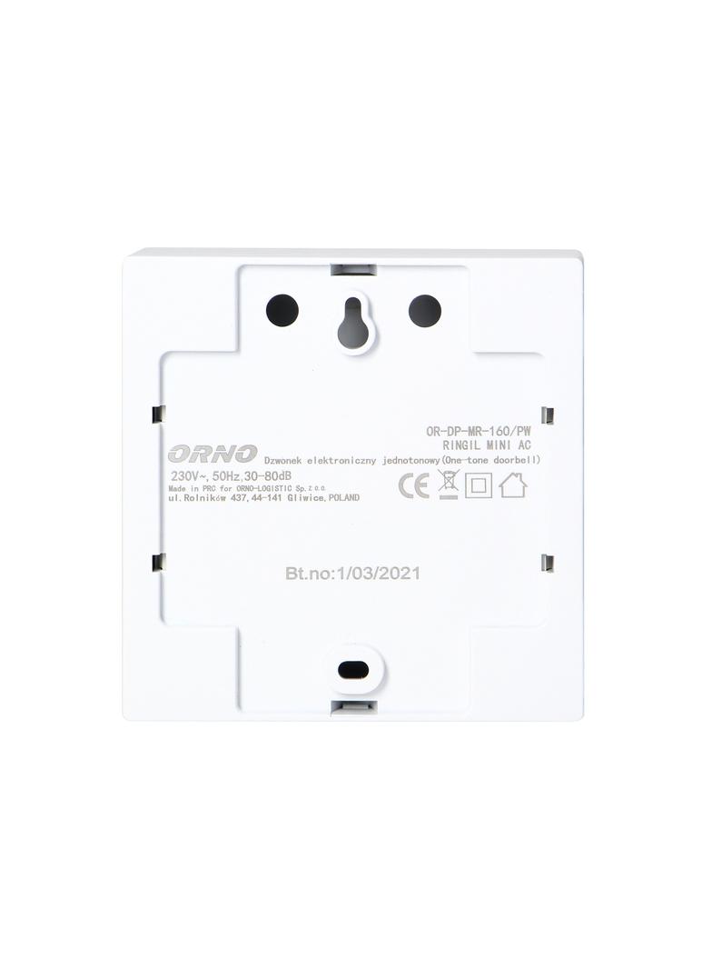 Dzwonek elektroniczny jednotonowy RINGIL MINI AC 230V śnieżno biały OR-DP-MR-160/PW ORNO