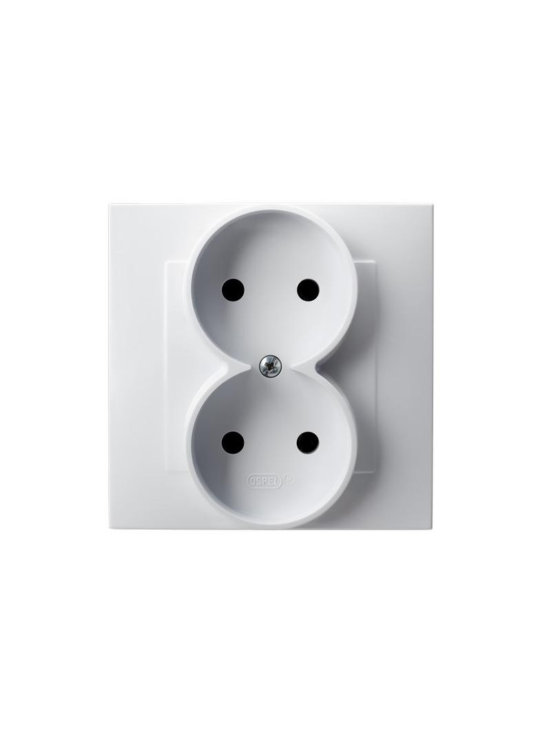 SZAFIR Gniazdo podwójne kompletne z ramką - kolor biały