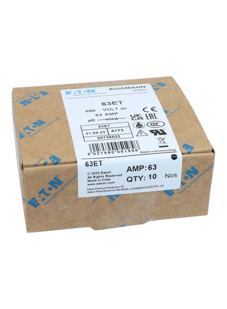 63AMP 690V IEC AC BS88 HIGH SPEED FUSE Wkładka szybka 63A AC 690V DC 500V BS88 19x77 mm a 63ET EATON