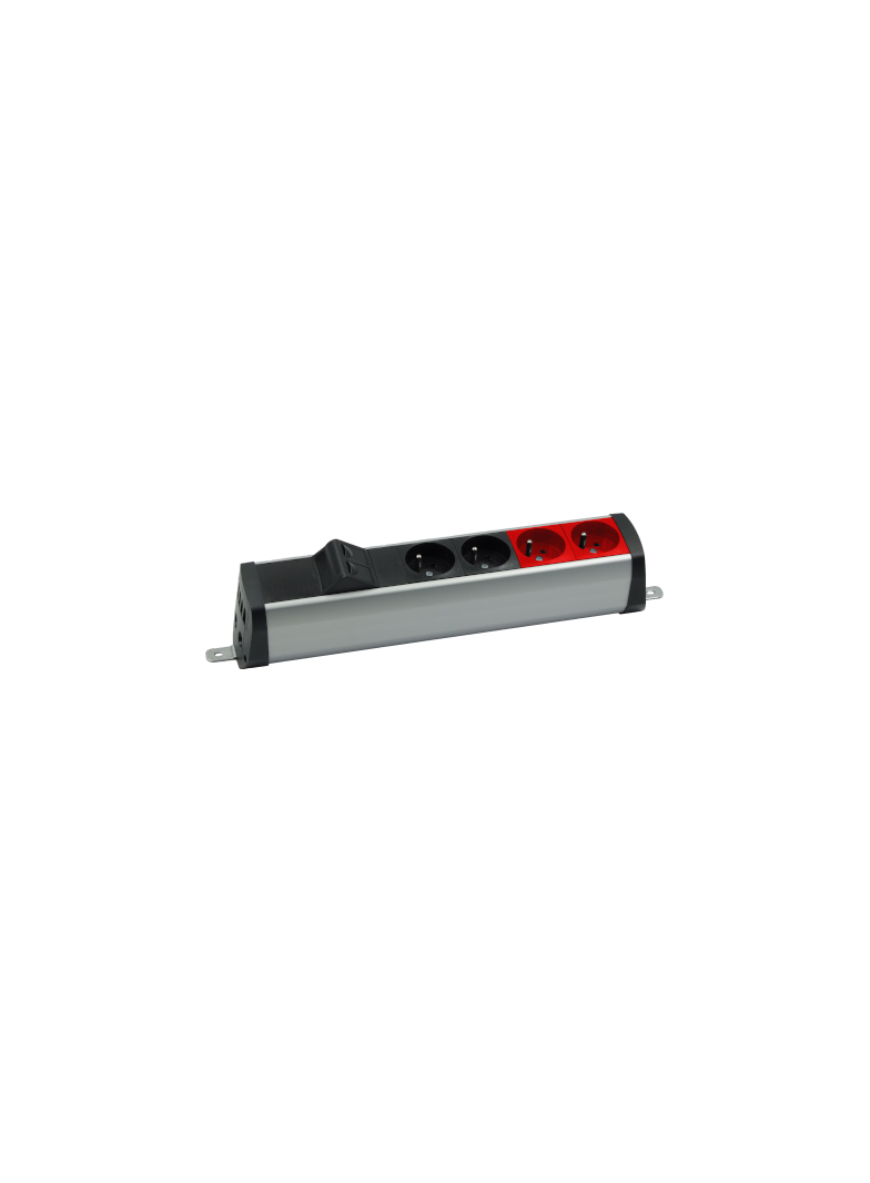 SIMON 480 TS48-230E220K0-40 Listwa poszerzona 2 gn. typ E; 2 gn. UPS i płytka 2xRJ45 keystone; złącz