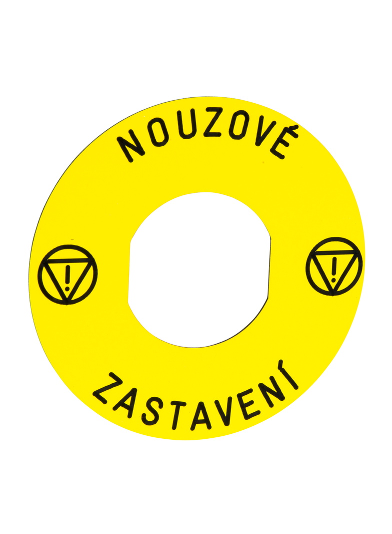 Harmony XB5 Okrągła etykieta, NOUZOVE ZASTAVENI, 30 mm, 60 mm, Żółte tło