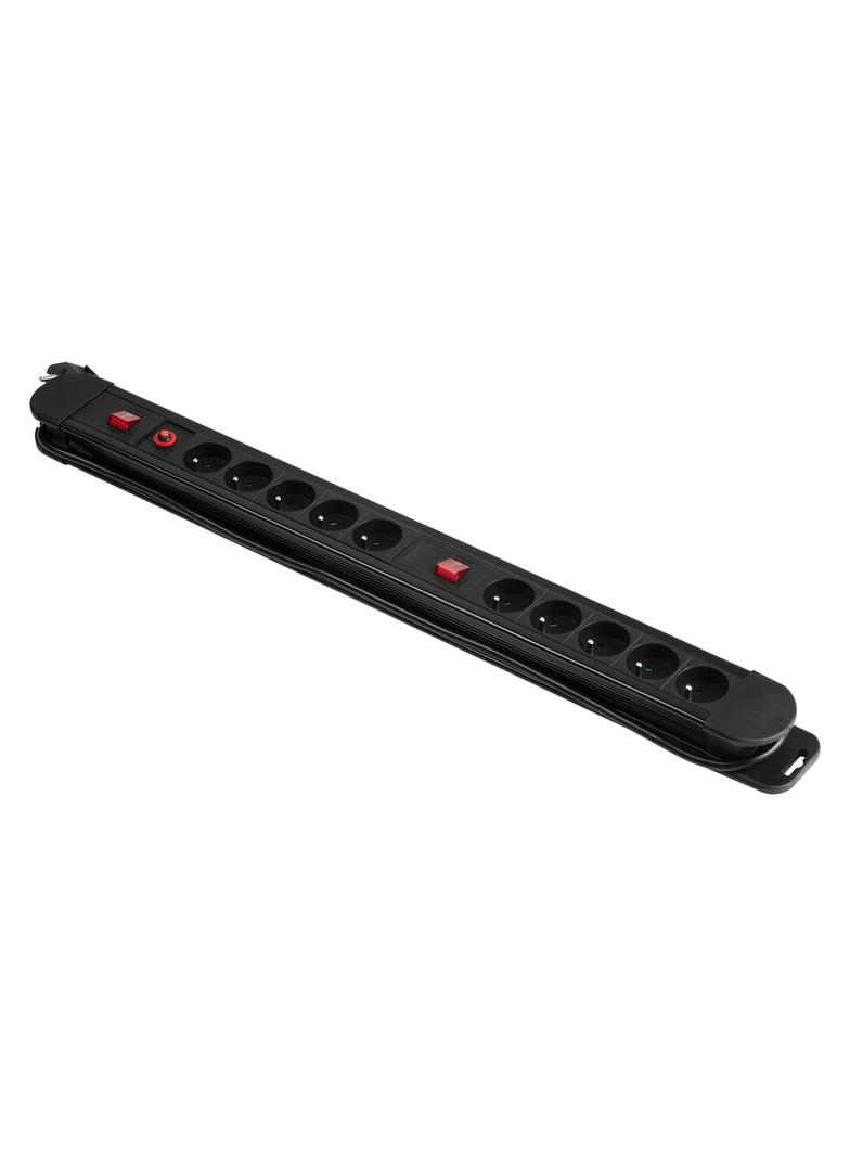 Listwa zasilająca 10 gniazd kabel 3x1,5mm2 długość 1,5m 2xWyłącznik podświetlany dwutorowy PS-3/B/1,