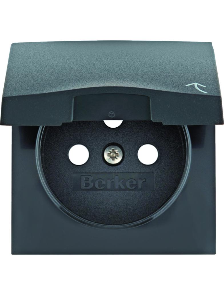 BERKER B.X Płytka czołowa do gniazda z uziemieniem z pokrywą antracyt mat 3965898996 HAGER