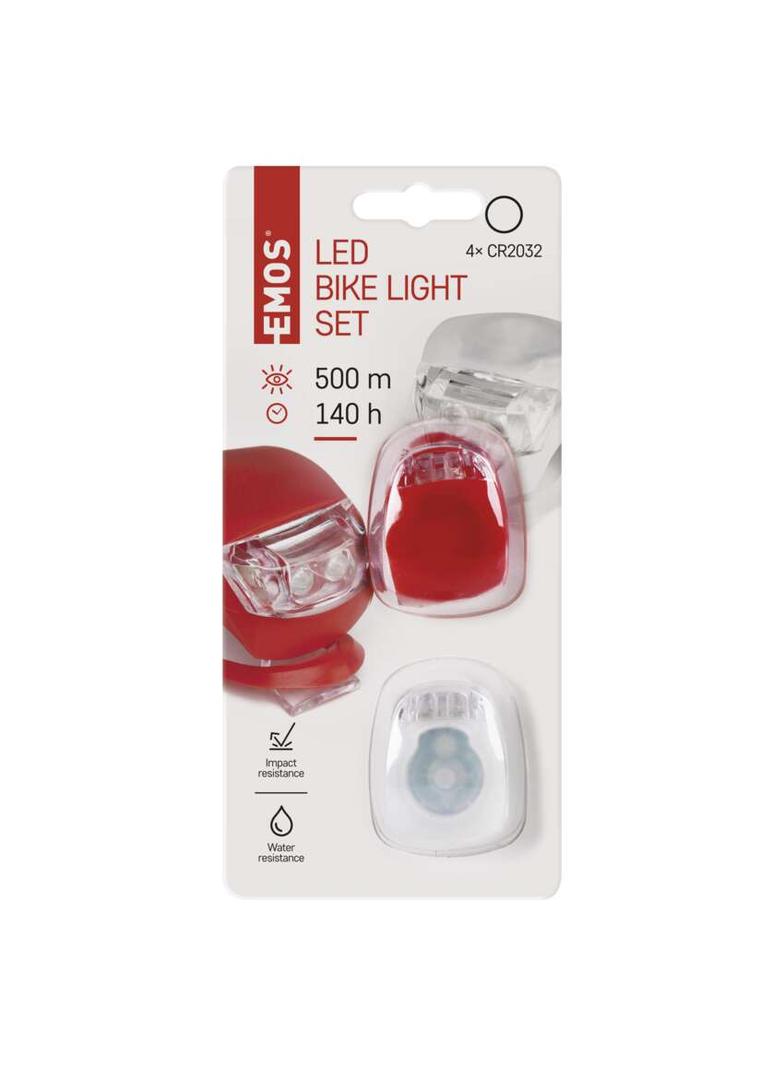 Lampa rowerowa, komplet przód + tył 10 lm 2× CR2032 P3921 EMOS