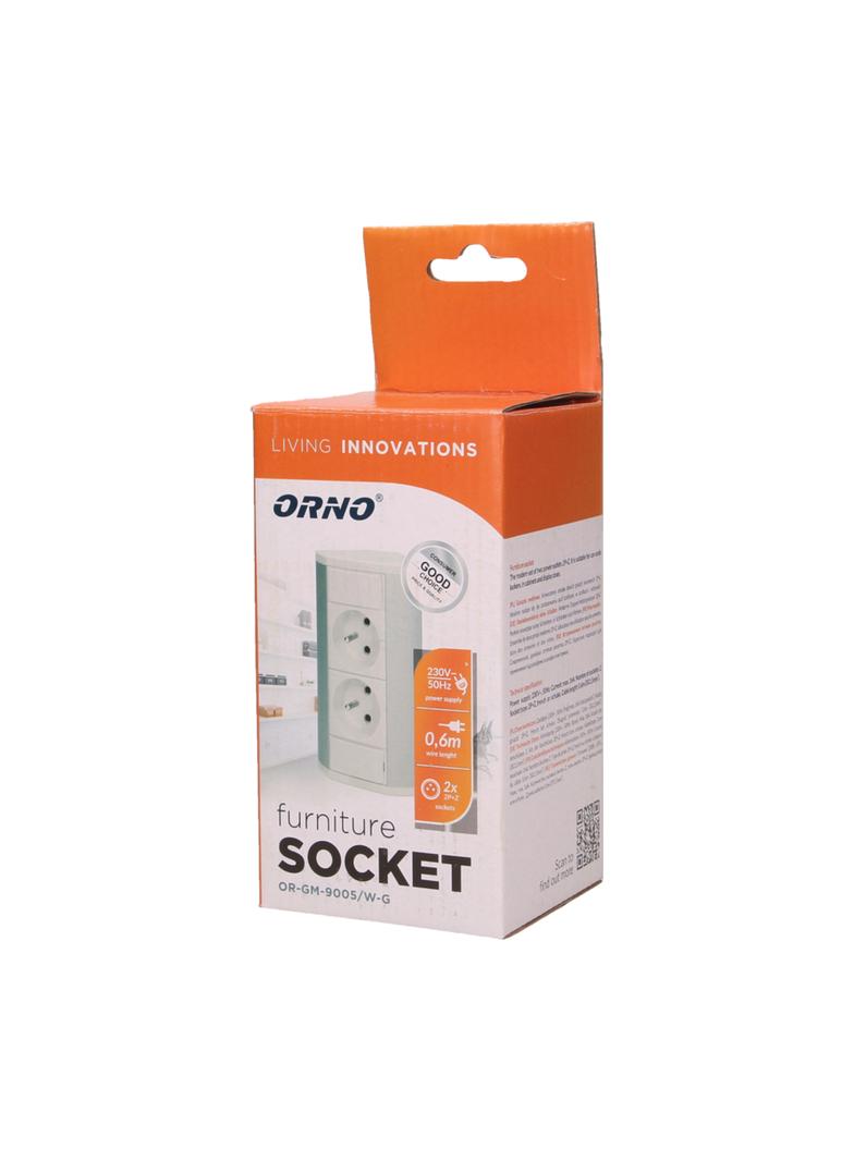 Gniazdo meblowe 2x2P+Z biało-srebrne OR-GM-9005/W-G ORNO