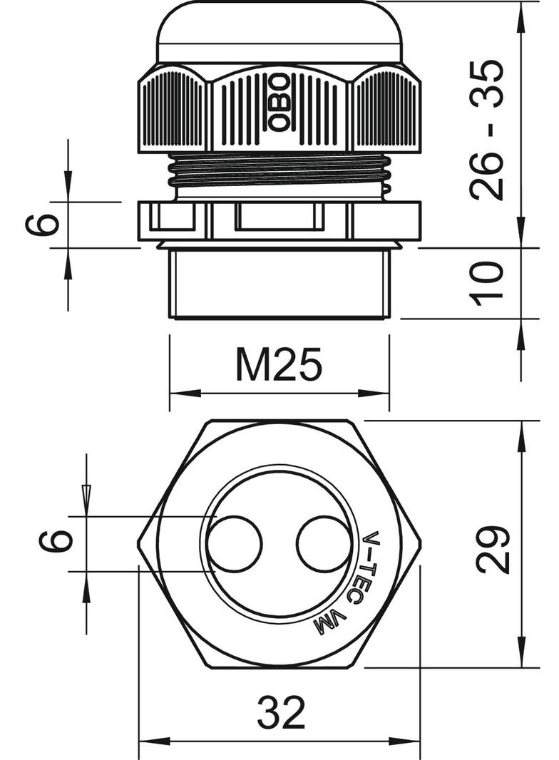 V-TEC VM25 2x6, Dławik kablowy