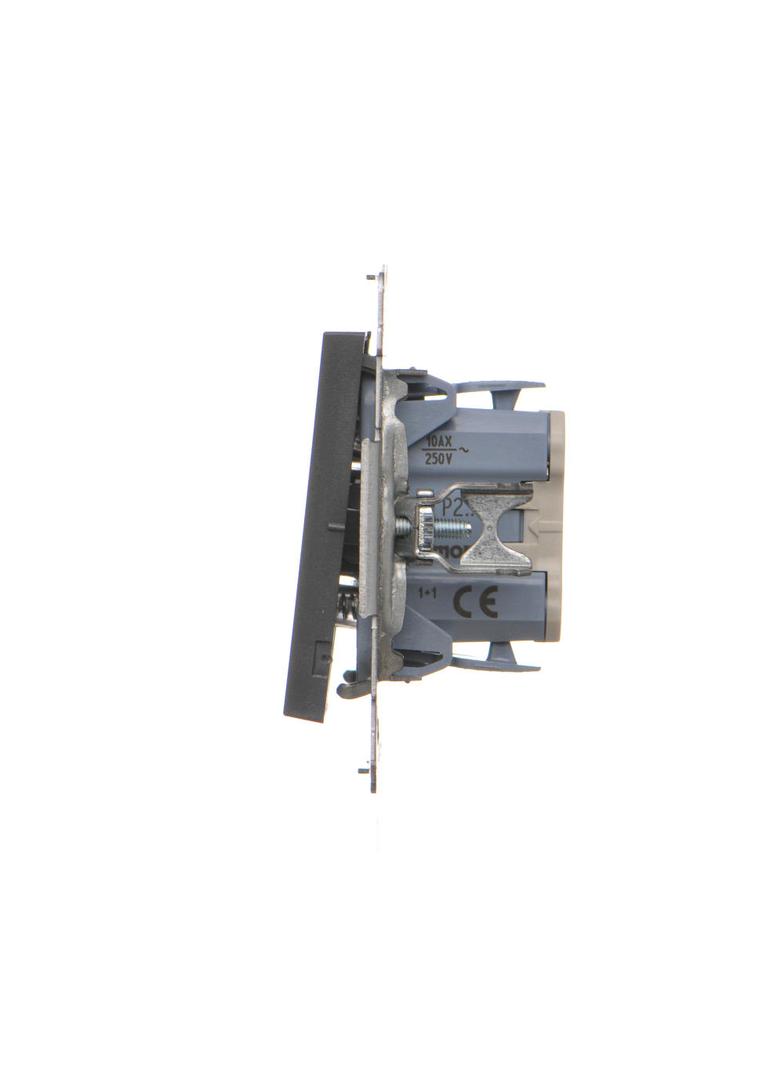 Simon 55 Przycisk zwierny podwójny zwierny bez piktogramu szybkozłączka Grafitowy mat