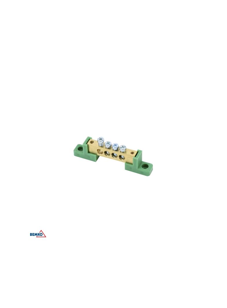 LISTWA ZACISKOWA NA IZOLATORACH PŁASKICH 8x12 4-TOROWA ZIELONA