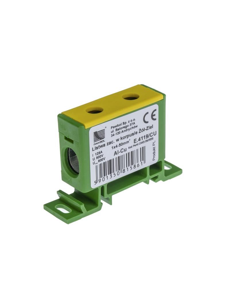 Listwa zac. w korpusie 1x2,5-50 żół-ziel AL/CU