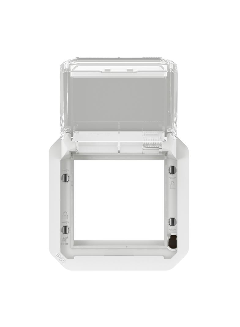 NOWE PLEXO - ADAPTER ARTEOR/MOSAIC Z PRZEZRO. KLAPKĄ MECH. 70,5X70,5MM BIAŁY