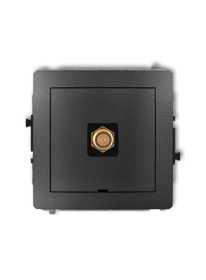 DECO Mechanizm gniazda antenowego pojedynczego typu F (SAT) pozłacany, bez pola opisowego grafitowy