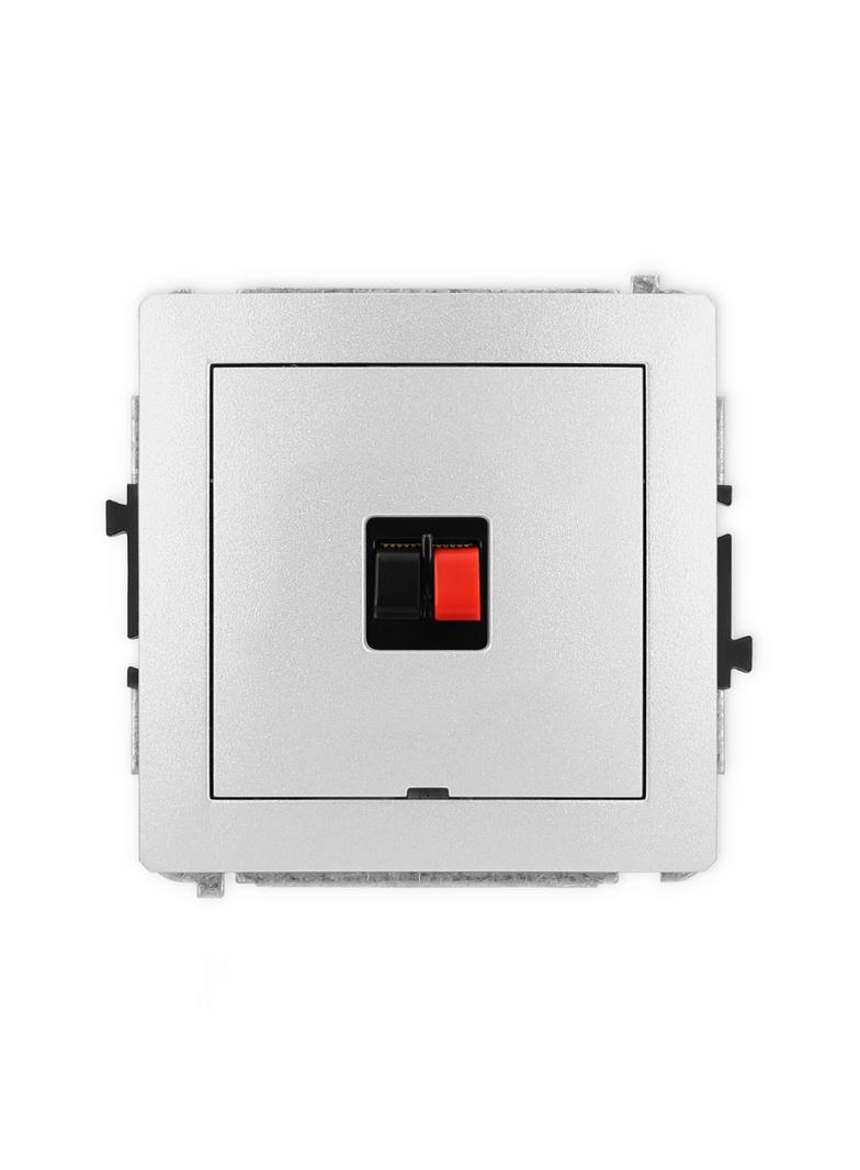 DECO Mechanizm gniazda głośnikowego pojedynczego, bez pola opisowego srebrny metalik