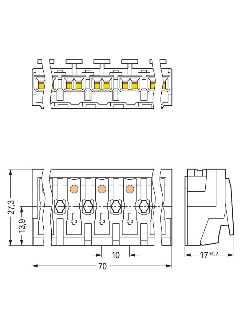 złączka zasilająca 7-biegunowa bez stopek bez styku PE