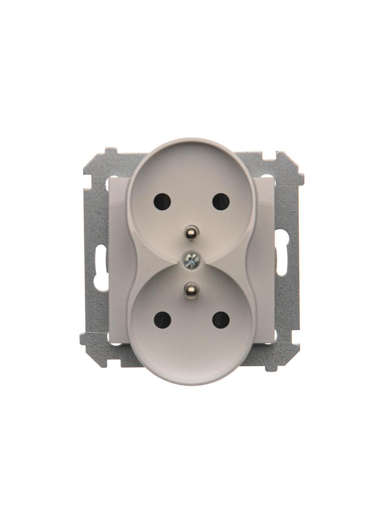 Simon 54 Gniazdo podwójne z/u z przesłonami 16A z. śrub. biały