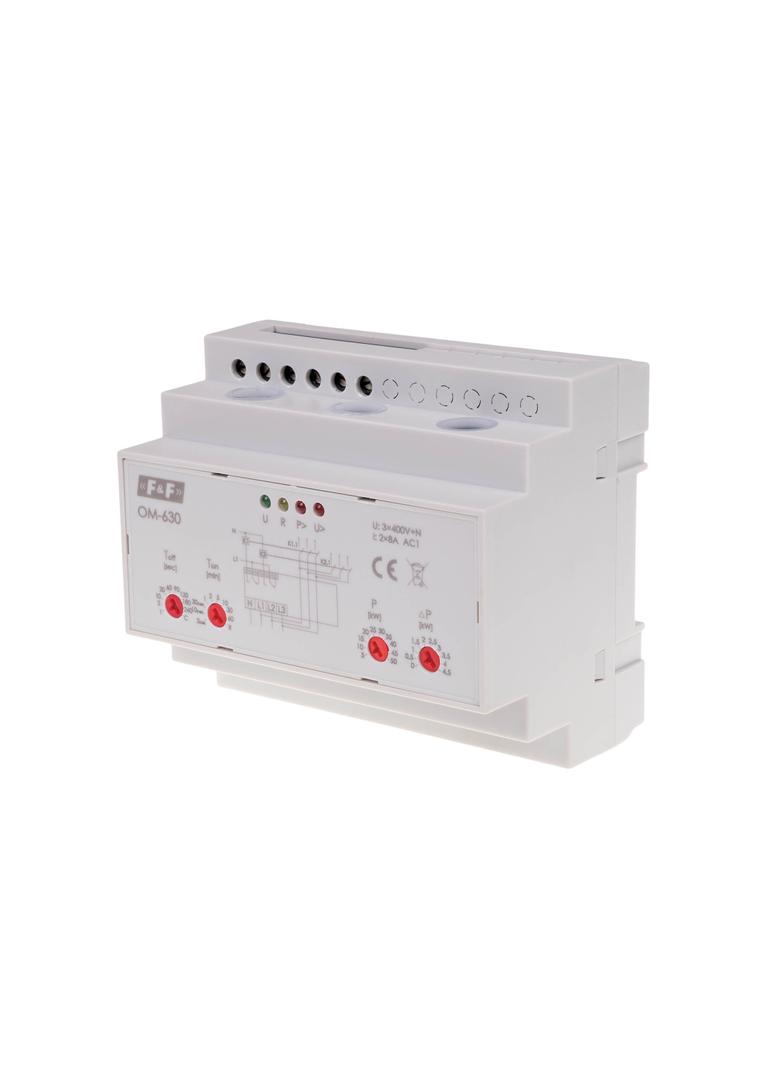 Ogranicznik poboru mocy trójfazowy pomiar bezpośredni do 50kW montaż na szynie DIN OM-630 F&F