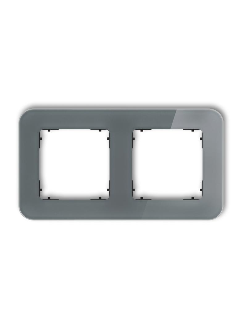 ICON Ramka uniwersalna podwójna zaokrąglona - efekt szkła (ramka: grafitowa; spód: czarny) grafitowy