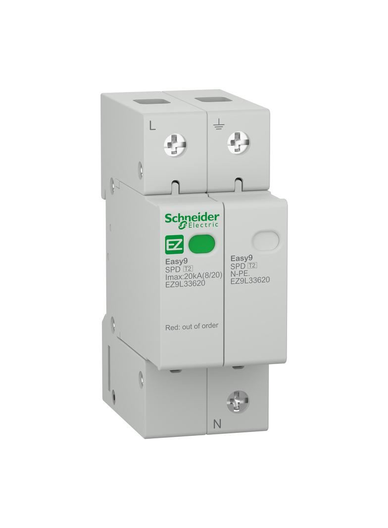 Ogranicznik przepięć Easy 9 Pro 1P+N Typ 2 Imax 20kA In 10kA Up 1,3 kV EZ9L33620 Schneider