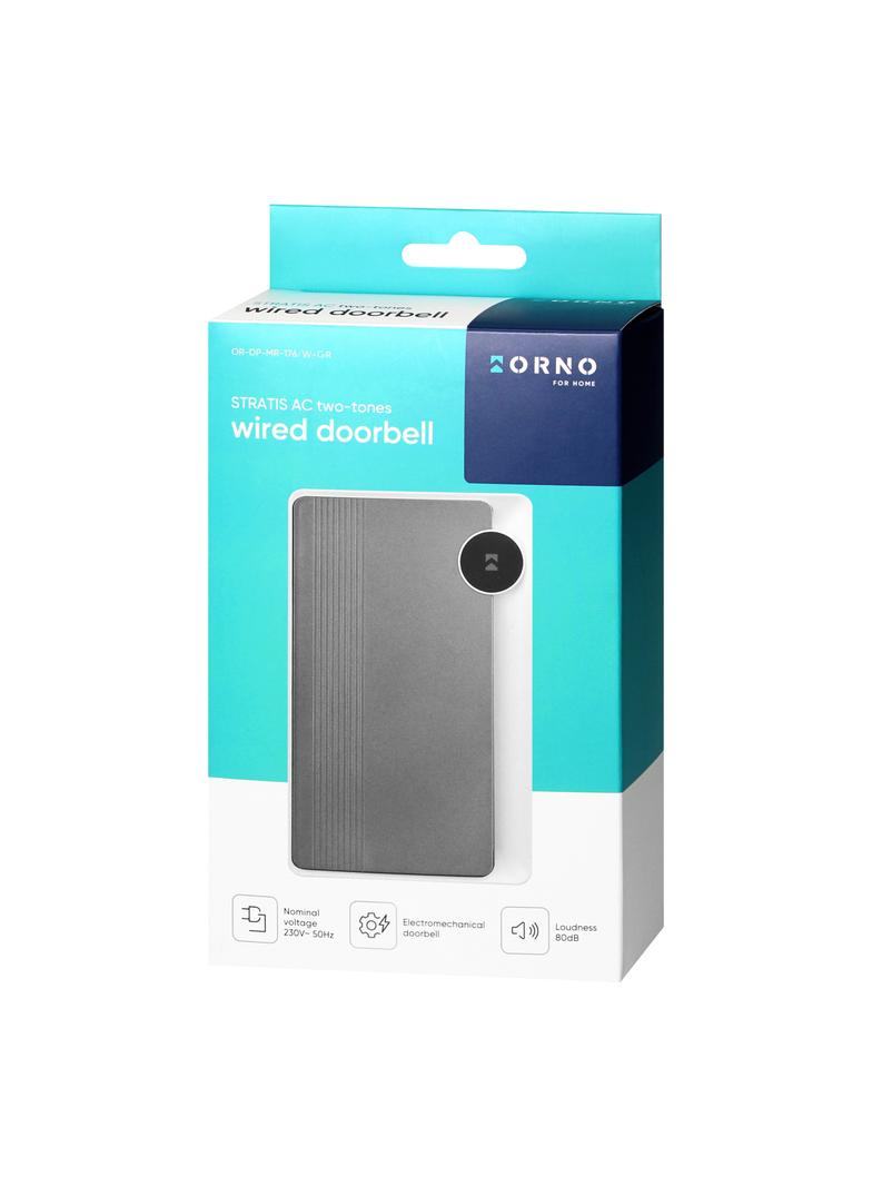 STRATIS AC, dzwonek przewodowy elektromechaniczny dwutonowy, 230V, biało-grafitowy OR-DP-MR-176/W-GR ORNO