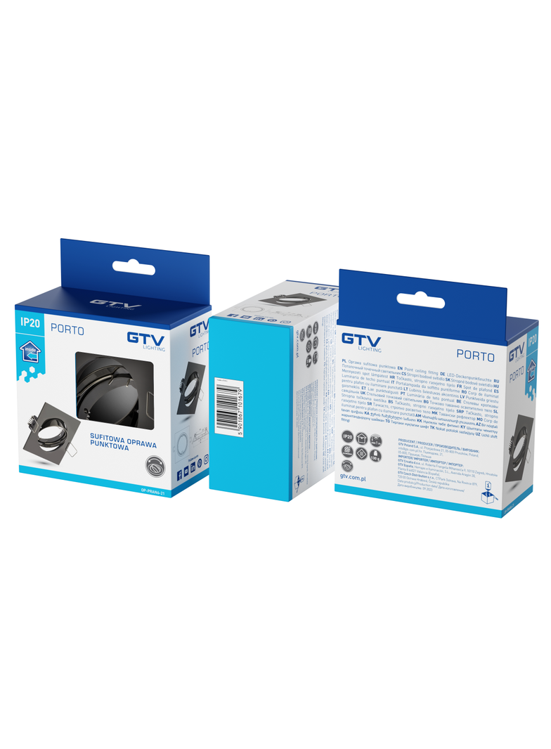 SUFITOWA OPRAWA PUNKTOWA PORTO - K Z REGULACJĄ, ODLEW, IP20, CZARNY CHROM, KWADRAT