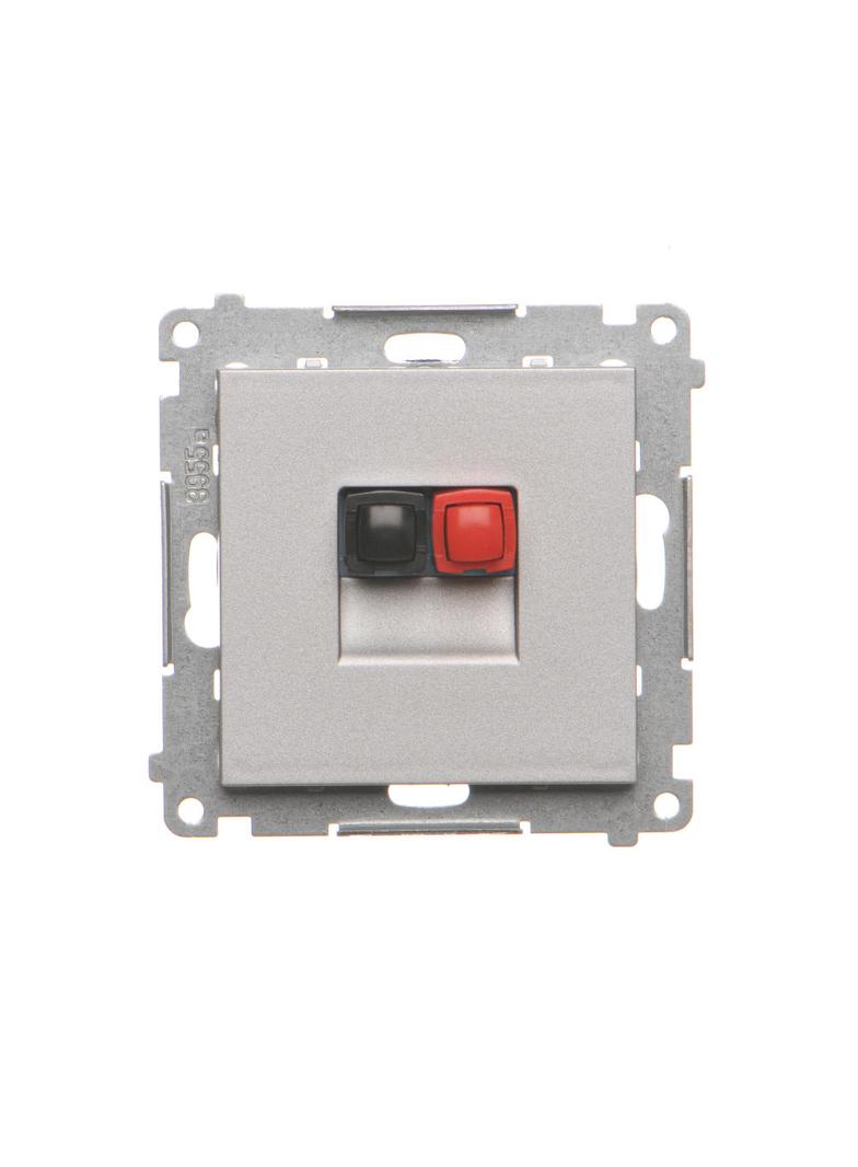 Simon 55 Gniazdo głośnikowe pojedyncze 1-krotne Przekrój przewodów dla wejścia i wyjścia 2,5 mm2 Aluminium mat TGL1.01/143 KONTAKT