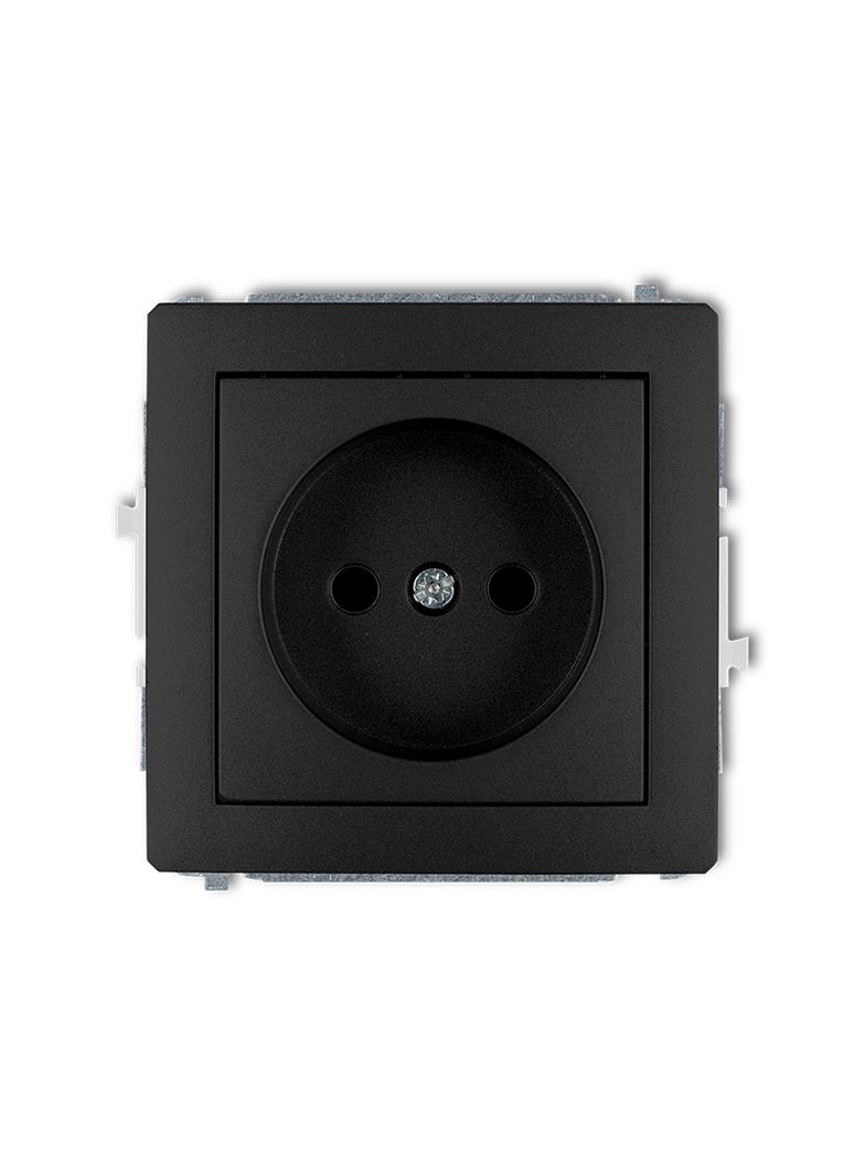 DECO Mechanizm gniazda pojedynczego bez uziemienia 2P (przesłony torów prądowych) czarny mat