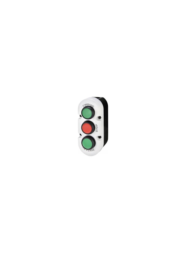 Kaseta szaro-czarna, 3 płaskie przyciski 2NO zielone, 1NC czerwony FORWARD, STOP, REVERSE ESE3-V6 004771444 ETI