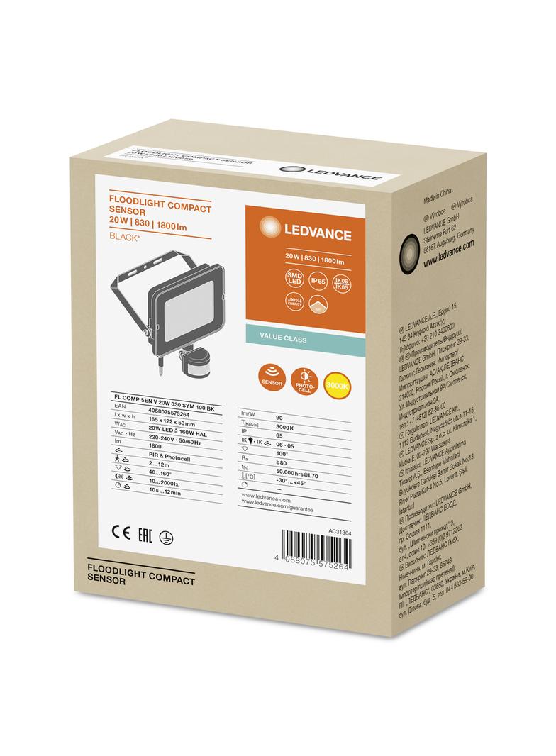 Naświetlacz FLOOD COMPACT SENSOR V 20W 830 SYM 100 black