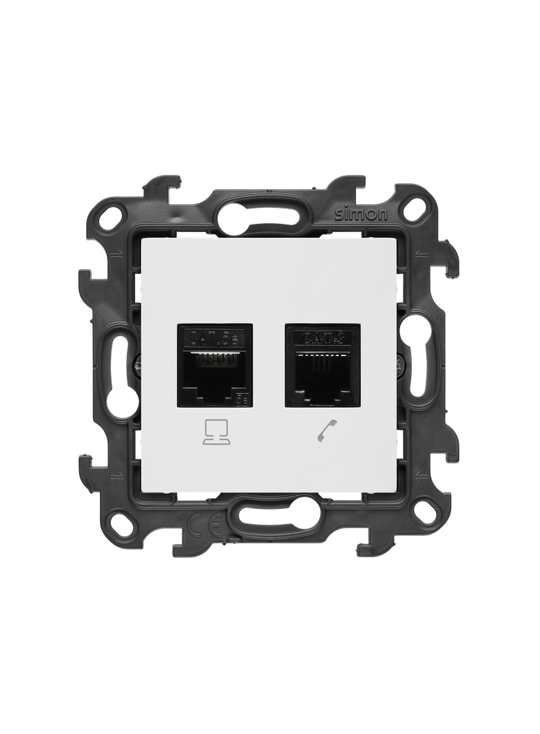 Simon 24 Gniazdo komputerowe RJ45 kat. 5e + telefoniczne RJ11 biały N5T.01/11