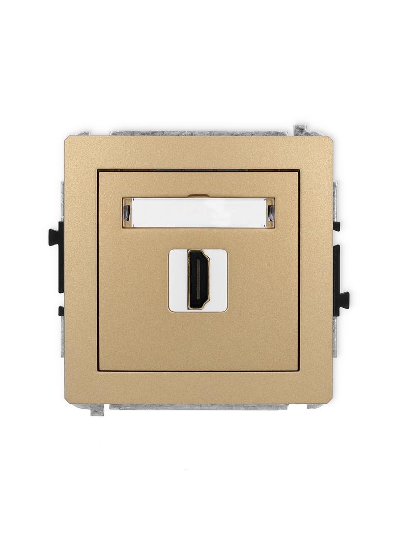 DECO Mechanizm gniazda pojedynczego HDMI 2.0 złoty metalik