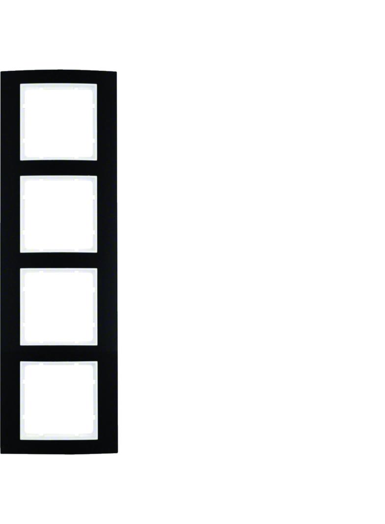 BERKER B.3 Ramka poczwórna aluminium czarna/biała 10143025 HAGER