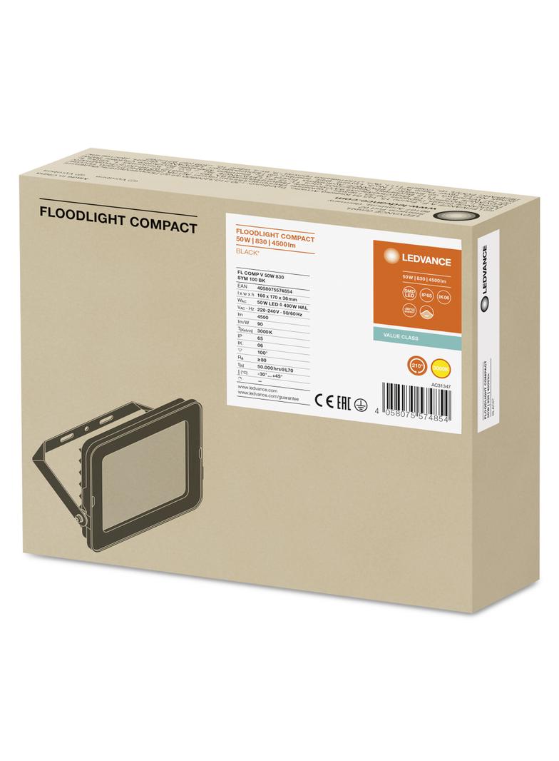 Naświetlacz LED FLOOD COMPACT V 50W 830 SYM 100 BK 4058075574854 LEDVANCE