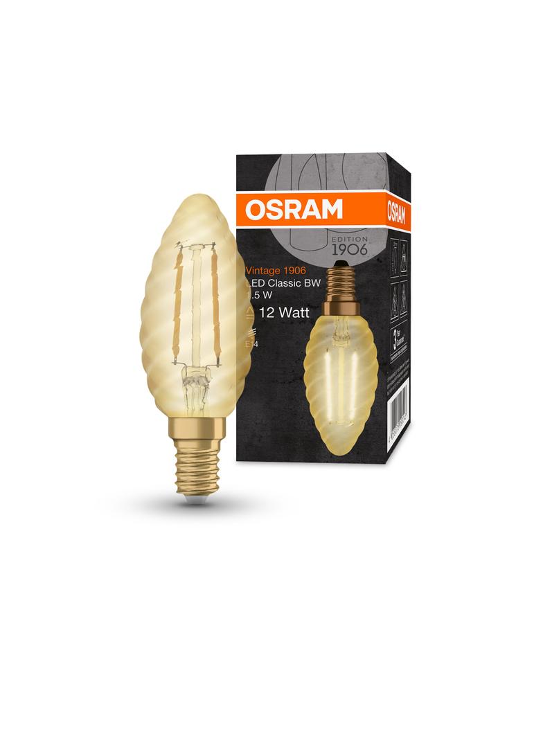 Lampa LED Vintage 1906 CL BW Filament szkło przezroczyste GOLD 12 non-dim 1,5W 824 E14