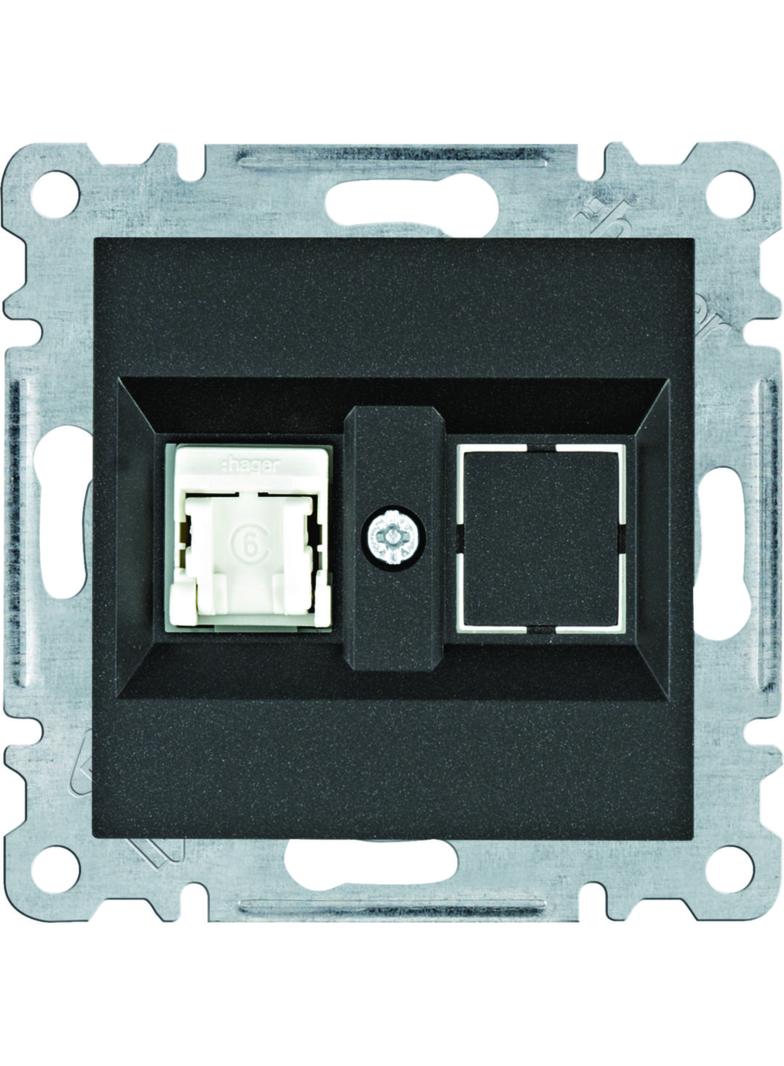 lumina Gniazdo komputerowe pojedyczne RJ45 kat.6 UTP czarny WL2153 HAGER