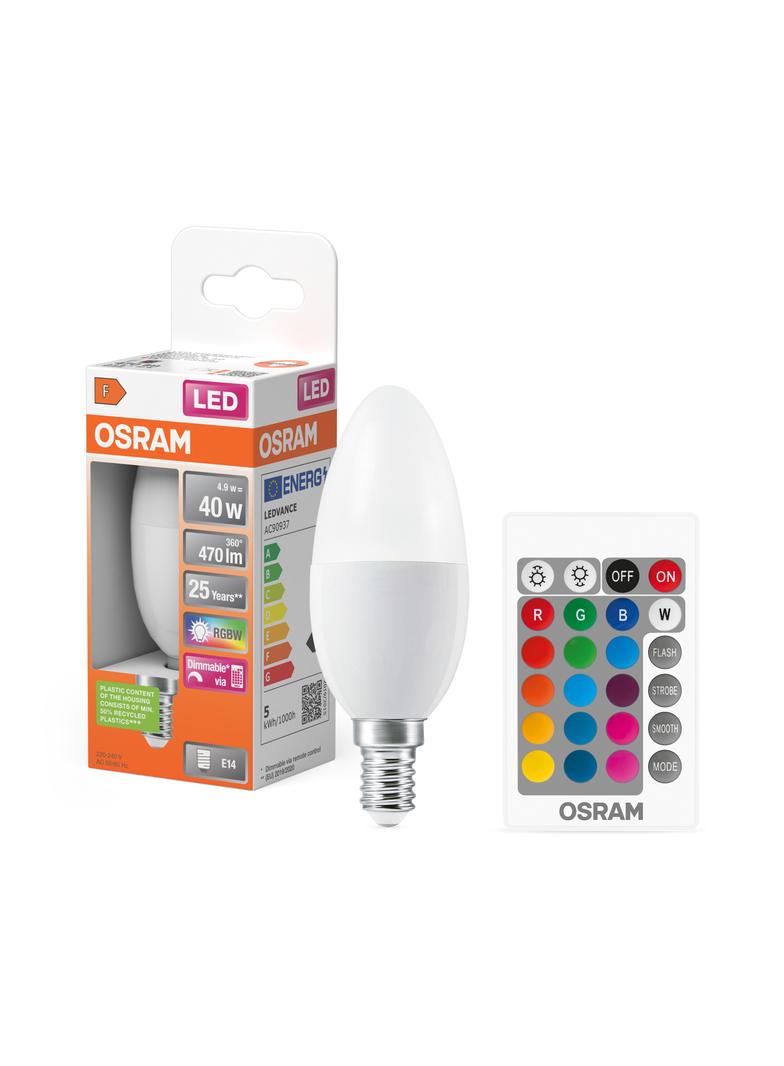 Lampa LED STAR+ CL B RGBWFR 40 dimmable via remote control 4,9W 827 E14