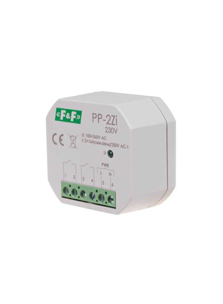 Przekaźnik elektromagnetyczny 2Z 16A montaż podtynkowy U=100-265V AC,styk:2Z 16A (160A/20ms) PP-2Z-LED-230V F&F