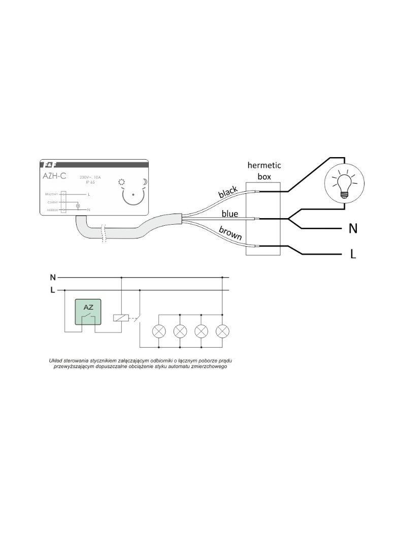 automat zmierzchowy z wewnętrznym czujnikiem światłoczułym
