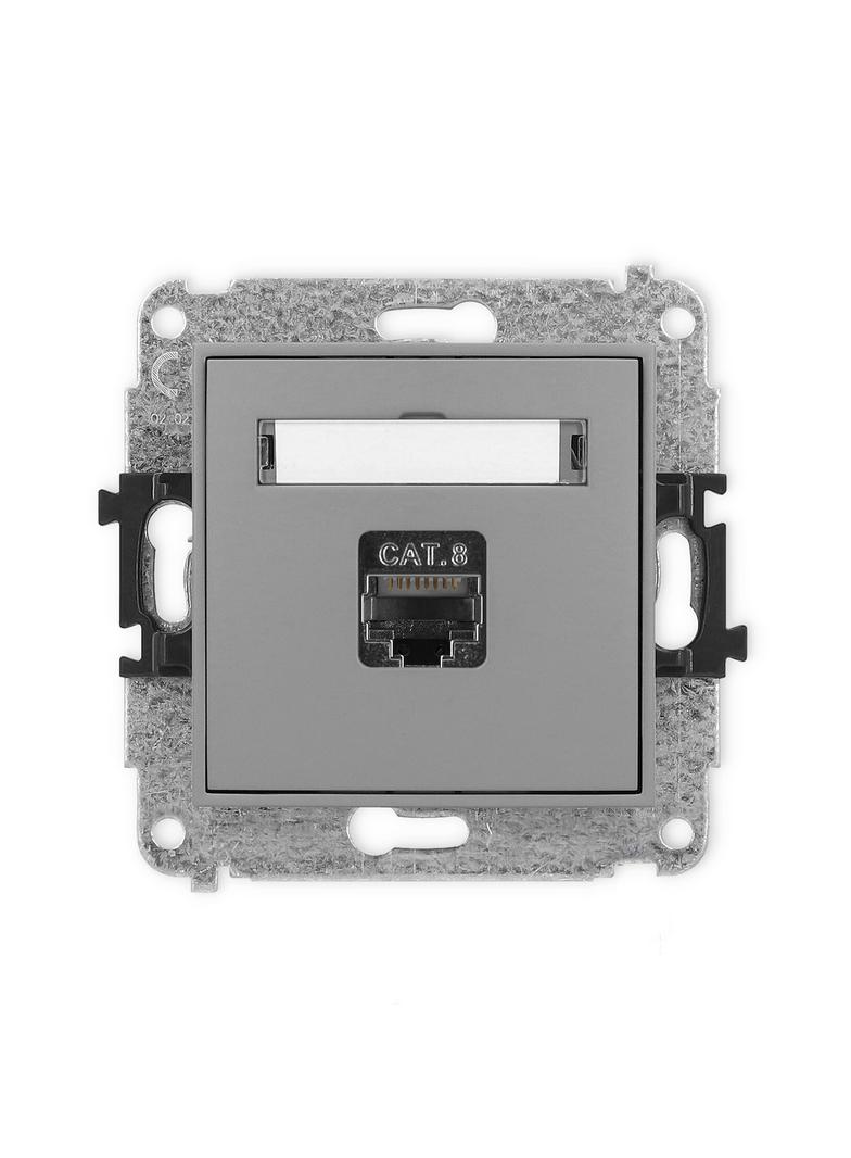 ICON Mechanizm gniazda komputerowego pojedynczego 1xRJ45, kat. 8, ekranowany, 8-stykowy szary mat