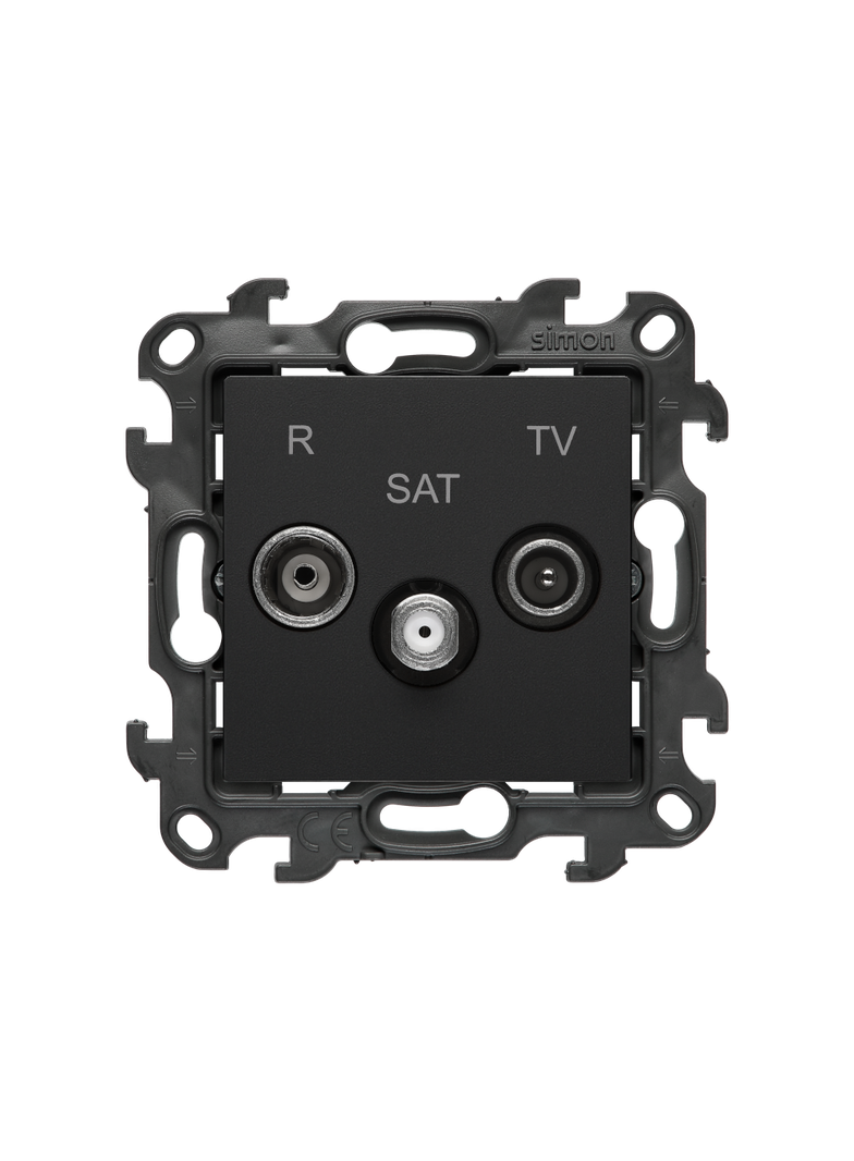 Simon 24 Gniazdo antenowe R-TV-SAT końcowe/zakończeniowe czarny mat NASK.01/49