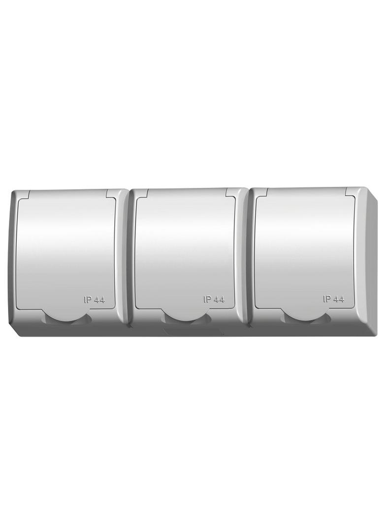 FALA Gniazdo potrójne z uziemieniem wieczko w kolorze wyrobu - kolor biały