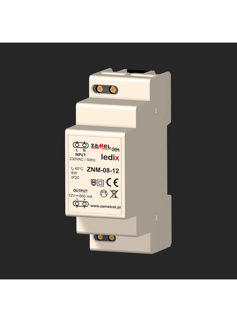 Zasilacz LED modułowy 12V DC 8W TYP: ZNM-08-12
